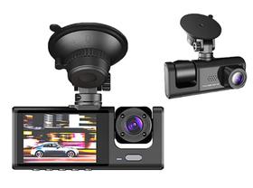 Câmera Veicular Tripla Filma Dentro E Fora Noite Com Camera de Ré