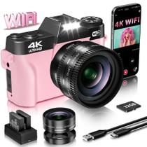 Câmera VIANGER 4K Vlogging 56MP para fotografia e vídeo rosa Câmera VIANGER 4K Vlogging 56MP para fotografia e vídeo rosa