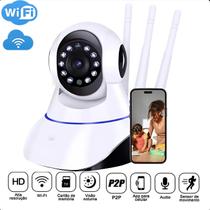 Câmera Wifi 360 3 Antenas Visão Noturna Áudio