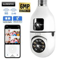 Câmera WiFi 6MP Lâmpada E27 5G Lente Dupla Tela Dupla Rastreamento Automático Áudio Bidirecional
