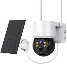 Camera Wifi Energia Solar Segurança Hd Prova Dágua Icsee Externa Cor Branco Camera Wifi Externa Grava