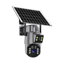 Câmera WiFi Externa 4K Alimentada Por Energia Solar Com Lente Dupla PTZ IP 4G Vigilância Sem Fio