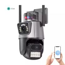 Camera wifi Externa Duas Lentes JT-9687 6MP C/ Sirene Cinza