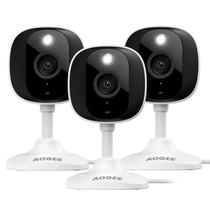 Câmeras AOQEE 2K para Segurança Residencial - Câmera Externa/Interna para Cachorro/Gato/Animal de Estimação/Babá/Bebê, Visão Noturna Colorida, Luz Branca, Sirene, Gravações 24/7 em SD, Compatível com Alexa/Google Home, C1 (C1-Branco-3un-2.4G)