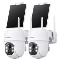 Câmeras de segurança Cinnado 2K 360 com visualização solar/bateria, pacote com 2 unidades