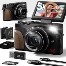 Câmeras de Vlog NBD 5K com Autofoco, Câmeras Digitais 64MP para Fotografia, Câmera de Viagem com Zoom Digital 18X e Anti-Tremor, 2 Baterias, Cartão TF 64GB (Preto) Câmeras de Vlog NBD 5K com Autofoco, Câmeras Digitais 64MP para Fotografia, Câmera de Viagem com Zoom Digital 18X e Anti-Tremor, 2 Baterias, Cartão TF 64GB (Preto)