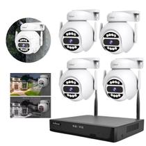 Cameras IP Domo Segurança 4 Cameras e NVR Vídeo HD 4 MP Sem Fio Fonte de luz dupla Sem Fio ptz Câmera IP Rastreamento