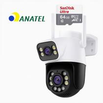 Câmeras Ip Externa Wifi Full HD 4k 8mp Dupla Segurança Vigilância Prova Dágua 360 Rotação Infravermelho Visão Noturna Rastreamento 1 Cartão SD 64gb Nf