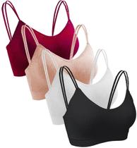 Cami Bralettes Shaffu acolchoado para mulheres, pacote 4/6 (S, vermelho+4)