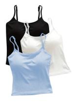 Cami Crop Top WDIRARA, pacote com 3 unidades, com sutiã embutido Cami Crop Top WDIRARA, pacote com 3 unidades, com sutiã embutido