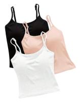Cami feminina Crop Top WDIRARA, pacote com 3 unidades, com sutiã embutido Cami feminina Crop Top WDIRARA, pacote com 3 unidades, com sutiã embutido