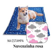 Caminha Cachorro Colchão G 100X70 Com Zíper Nuvem Rosa