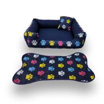 caminha de cachorro cama pet médio + tapetinho para comedouros ( Marinho ) caminha de cachorro cama pet médio + tapetinho para comedouros ( Marinho )