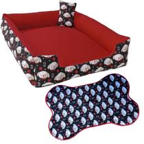 caminha de cachorro grande cama dog cama retangular 70x80cm vermelho +tapetinho para comedouros