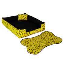 caminha de cachorro grande cama para dog cama retangular 70x80cm amarela +tapetinho para comedouros