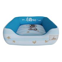 Caminha de Gato Azul Love Aveludado Cama Pet 60x60 - Novadecora