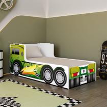 Caminha Montessoriana Caminhão Infantil Juvenil para Quarto Menino com Cabeceira Peseira - Verde