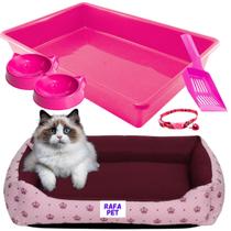 Caminha para Gato Almofada Super Confortável e Fofa + Caixa de Areia para Gato Completa com Acessórios e Coleira Gato - MIAUAU PET STORE