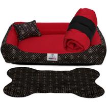 Caminha pet cachorro gato casinha com fundo impermeável kit 04 peças tamanho m