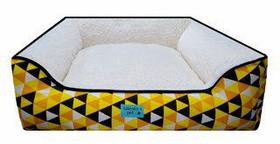 Caminha Pet com Sherpa Quentinha Estampada Grande Amarelo