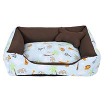 Caminha Pet Dog Para Cachorro Ou Gato Grande 70x55cm Safari Turquesa Com Marrom