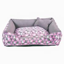 Caminha Pet Dog Para Cachorro Ou Gato Médio 60x50 Geométrico Rosa Cinza - Lh Enxovais