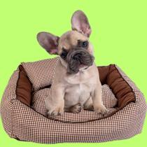 Caminha pet luxo com travesseiro e almofada dupla face, cor xadrez