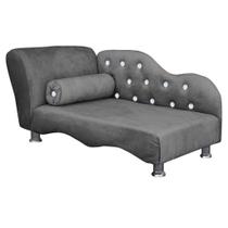Caminha Pet Luxo Divâ Strass Tecido Linho Cinza Caminha Pet Luxo Divâ Strass Tecido Linho Cinza