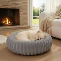 Caminha Pet Redonda Canelada 60x60 Macia Cães E Gatos Porte Pequeno Cor Cinza Caminha Pet Redonda Canelada 60x60 Macia Cães E Gatos Porte Pequeno Cor Cinza