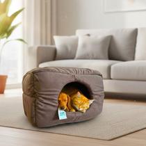 Caminha Toca Luxo Gato Cães Lavavel Suede Marrom Macio Fofo -