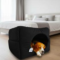 Caminha Toca Luxo Gato Cães Lavavel Suede Preto Macio Fofo -