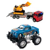 Caminhão a Friccao Super Truck com Trator Carredeira ou Escavadeira + Carrinho a Fricção SUV Caminhão a Friccao Super Truck com Trator Carredeira ou Escavadeira + Carrinho a Fricção SUV