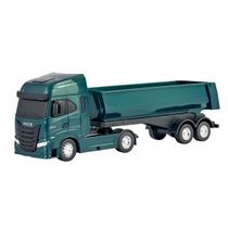 Caminhão Basculante Iveco S-Way Toco - Caçamba e Porta Levantam Rodas Livres - Brinquedo Realista - Usual