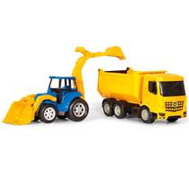 Caminhão Basculante + Trator Retro Superfrota Poliplac