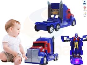 Caminhão Bate e Volta Transformers Optimus Prime Pilha Vira