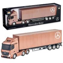 Caminhão Baú Mercedes Crianças Rodas Livres Porta Baú Colecionável Brinquedo Infantil Presente Veículo Carrinho Miniatura Carro