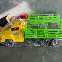 Caminhão boiadeira com cavalo e boi de plástico de brinquedo com roda livre grande presente