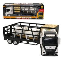 Caminhão Boiadeiro brinquedo com 4 Bois e Acessórios - Branco - BS TOYS