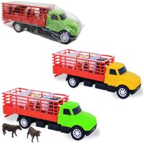 Caminhao boiadeiro roda livre colors com 4 bois 22cm Caminhao boiadeiro roda livre colors com 4 bois 22cm