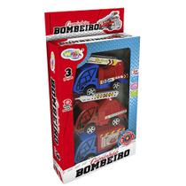 Caminhao bombeiro a friccao pull back sortidos com 3 pecas na caixa wellkids