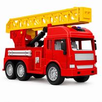 Caminhão Bombeiro Brinquedo Luz e Som Fricção Escada Giratória Resgate Carrinho Infantil Caminhão Bombeiro Brinquedo Luz e Som Fricção Escada Giratória Resgate Carrinho Infantil