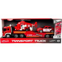 Caminhão Bombeiro Com Carro E Helicóptero - BBR Toys R3620