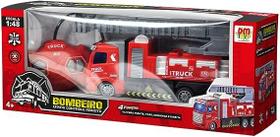 Caminhão bombeiro controle remoto 20 cm 4 funções - dm brasil