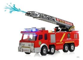 Caminhão Bombeiro Musical E Jato De Água Com Sirene Cor Vermelho