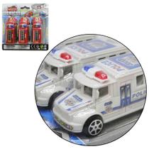 Caminhao bombeiro / policia a friccao pull back city vehicle com 3 pecas na cartela