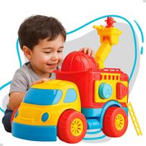 Caminhão Brinquedo Bombeiro Peça Encaixe Gira Escada Bolinha Caminhão Brinquedo Bombeiro Peça Encaixe Gira Escada Bolinha
