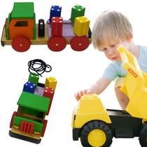 Caminhão Brinquedo Educativo Pedagógico Gira Toco em MDF Caminhão Brinquedo Educativo Pedagógico Gira Toco em MDF