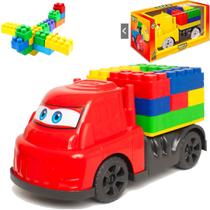 Caminhão Brinquedo Infantil C/ 12 Blocos de Montar Grande