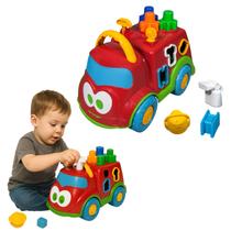 Caminhão Brinquedo Infantil Educativo Bombeirinho Encaixe Caminhão Brinquedo Infantil Educativo Bombeirinho Encaixe