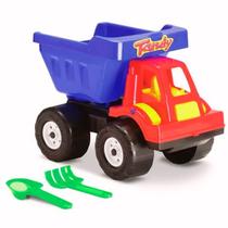 Caminhão Caçamba Basculante 35cm Brinquedo Com Pá Rastelo
